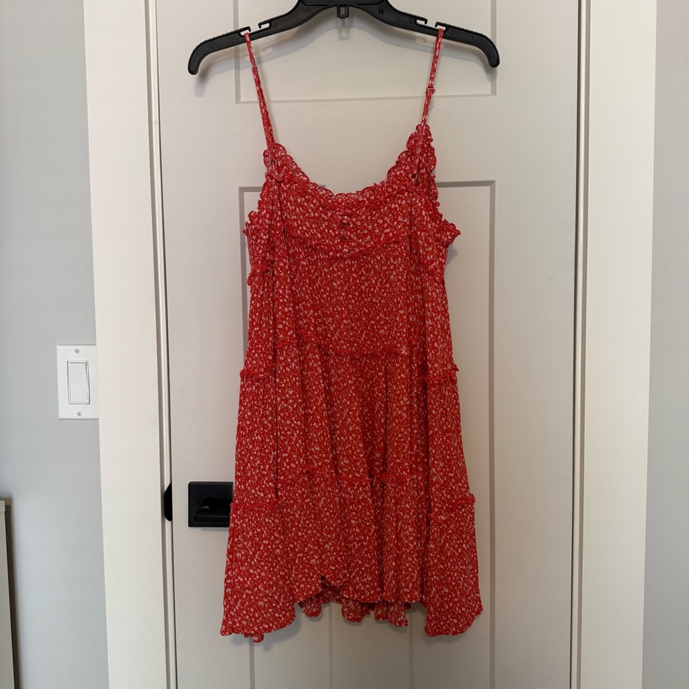 Charming Red Floral Kids Dress